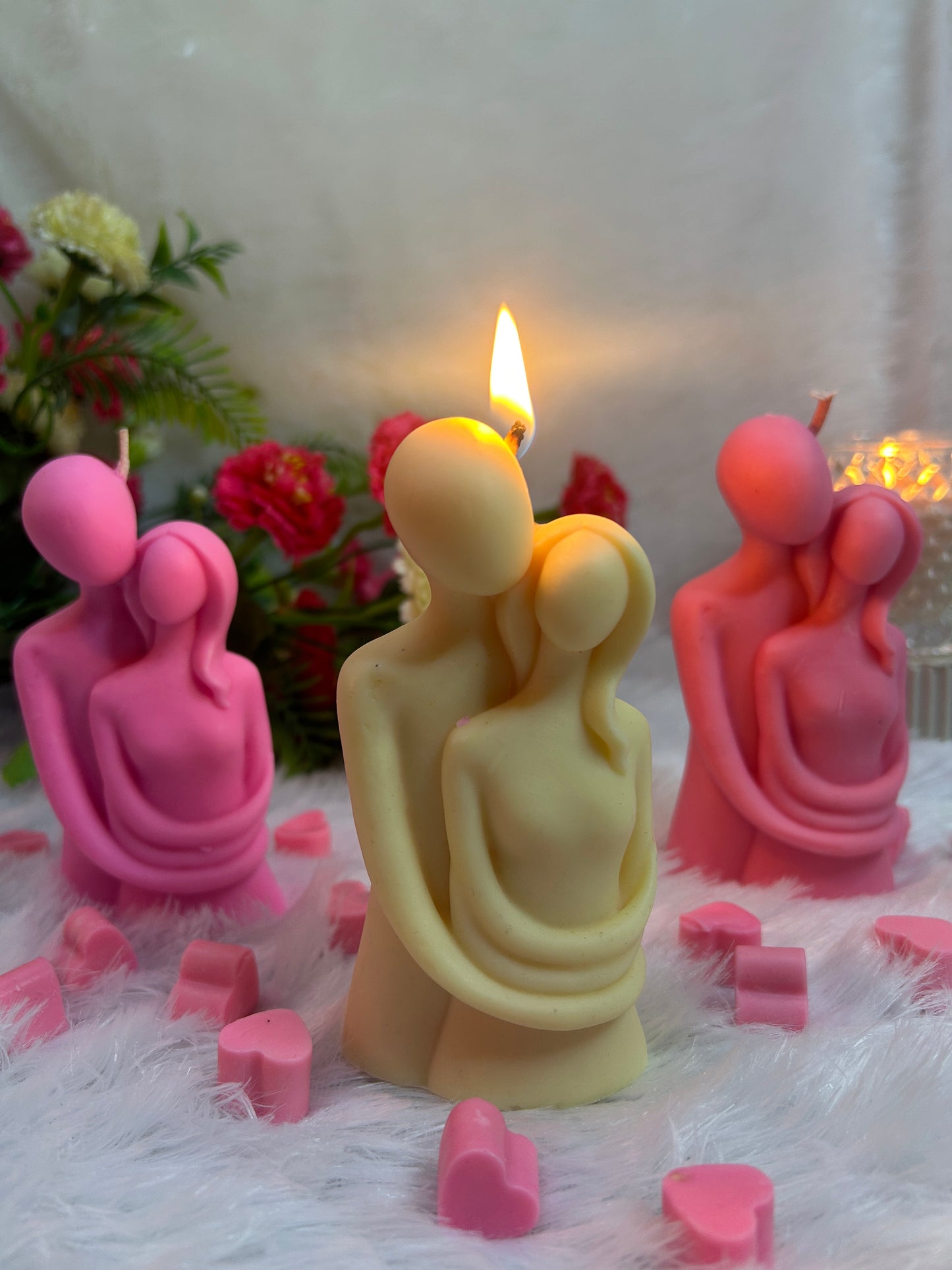 Scented Love Couple Candles for Valentine Hug day pack of 3 set